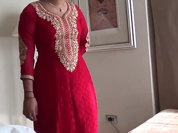 Hot Indian Wife Kajol In Red Shalwar Fucked